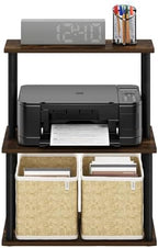 Furinno Turn-N-Tube 3-Tier Toolless Multipurpose Printer Stand Display Storage Shelf, Amber Pine/Black - Image 6