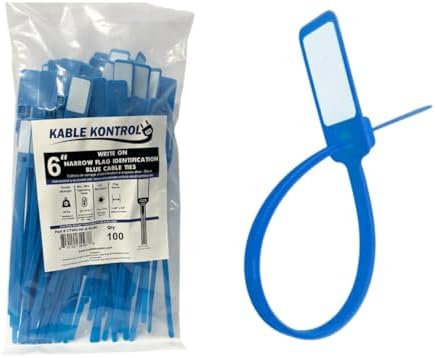 Kable Kontrol Write-On Flag Identification Zip Ties 6 Inch 100 Pcs Blue by KABLEKONTROL%C2%AE