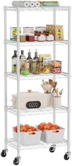 Golpart Small Shelves Storage Wire Metal Adjustable Shelf Unit with Wheels by Golpart