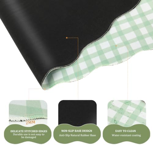 L-SPOUTTO Green Checkered Mouse Pad Set,Cottagecore Scalloped Desk Mat Set - Image 4