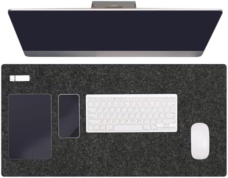 PATIKIL 47.2" x 23.6" Large Felt Desk Pad Protector, Non-Slip Desk Mat Full Table Mouse Pad Keyboard Mats for Laptop Computer Writing Desk Table Gaming Home, Dark Gray by PATIKIL