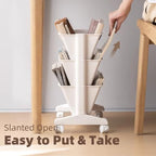 3 Tier Rolling Book Cart Multi-Functional Movable Storage Bookshelves - Image 3