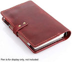 Genuine Leather Journal Writing Notebook, A6 Ring Binder Refillable Diary Notepads, Vintage Handmade Travel Organizer Agenda for Men Women - Wine - Image 6
