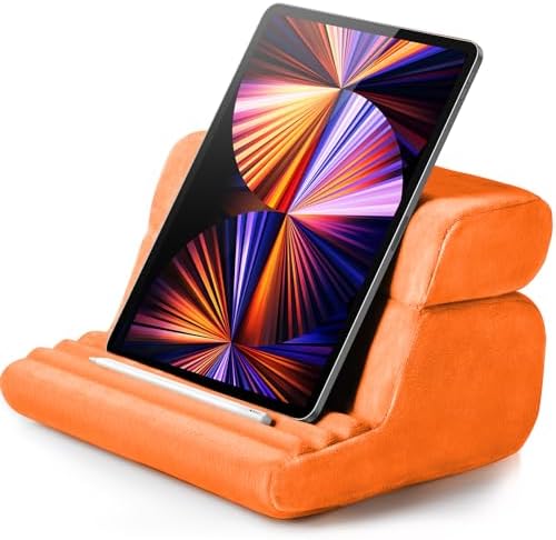 UGREEN Tablet Pillow Stand for Lap Soft Holder Bed with 3 Viewing Angles Adjustable Home Office Accessories Compatible with iPad Pro 13 12 11 10.5 Air Mini 5 4 3 2 Phone 16 15 14 E-Reader Orange by UGREEN