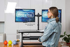 Rocelco 37.5" Deluxe Height Adjustable Standing Desk Converter - Quick Sit Stand Up Dual Monitor Riser - Gas Spring Assist Computer Workstation - Large Retractable Keyboard Tray - Black (R DADRB) - Image 4