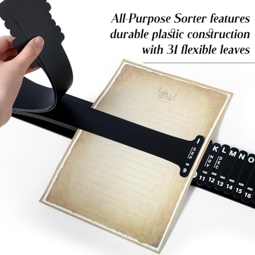 PerKoop 1 Set Plastic Document Sorter Alphabetical Sorter, Black - Image 5