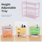 Desktop Shelf Organizer, 3-Tier Office Storage Rack, Adjustable Metal Bookshelf for Top of Desk, Pink Desk Organizer for Office, Home, Dorm and Small Spaces (Pink) - Image 6