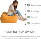 HIGOGOGO Square Stuffed Pouf Ottoman, Corduroy Poufs with Foam Chunk Filling, Furry and Fluffy Pouf Foot Stool Storage Ottoman, 21 X 21 Floor Poufs Foot Rest for Living Room, Orange - Image 5