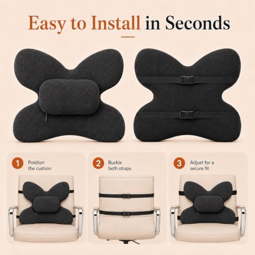 Lumbar Support Pillow for Office Chair & Car, Desk Chair Back Cushion,Black - Image 6