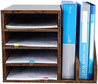 PAG-Mass Wood Desktop File Holder Organizer Mail Sorter for File Folders, Mails, Envelopes, Mailing Supplies or Magazines, Brown - Image 2