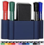 Glassboard Studio Magnetic Dry Erase Marker Holder - Super Strong for Magnetic Glass Whiteboard or Fridge - 2 Large Neodymium Magnets - No Slip Grip - Eco-Friendly PLA Plastic (Navy Blue, KIT) by GlassboardStudio