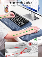 3-in-1 Ergonomic Keyboard Stand with Wrist Rest & Mouse Pad Set, Blue - Image 2