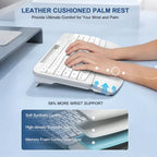 EAYBLLY 2.4G Wireless Ergonomic Keyboard, Full Size Wave Keys with Memory Foam Wrist Rest & 7.28in Phone Holder, USB-C Adapter Included for Windows Mac Chrome OS, Office or Home (White) - Image 3
