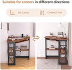 VECELO Corner Desk, Triangle Computer Desk for Small Space with Charging Station and Keyboard Tray, Corner Makeup Table with Storage Shelves for Home Office Bedroom, 41x30, Teak Brown - Image 6