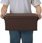 HOONEX Linen Foldable Storage Bins with Lids, 2 Pack, Storage Boxes with Carrying Handles and Sturdy Heavy Cardboard, 16.5" L x 11.8" W x 7.5" H for Shoes, Clothes, Brown - Image 4