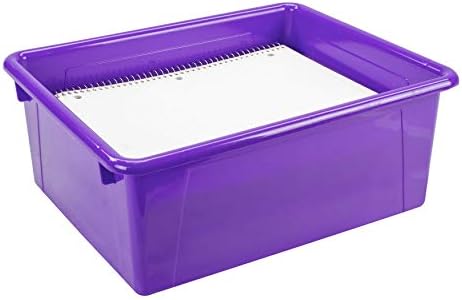 Storex Letter Size Deep Storage Tray – Organizer Bin for Classroom, Office and Home, Violet, 5-Pack (62528A05C) - Image 4