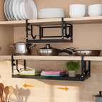 WELTOKE Under Shelf Storage Basket Organizer, Expandable Under Cabinet Shelf,Heavy Duty Metal Cabinet Hanging Shelf For Kitchen Cupboard Cabinet Pantry Laundry Desk Bookshelf Garage, Black(1 Pack) - Image 3