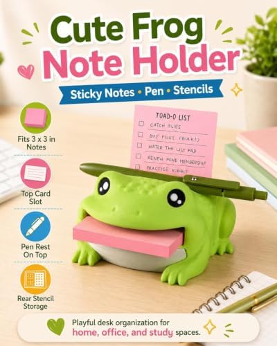 Note Toad Desk Organizer & Note Holder, 3 x 3 in Sticky Note and Pen Caddy - Image 2