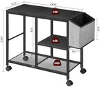 MAHANCRIS Printer Stand with Storage Bag, 3-Tier Mobile Under Desk Printer Cart with Wheels, Wooden Rolling Printer Table, Organizer Shelf for Study, Office, Living Room, Black PTHB2201 - Image 4