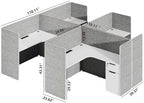 Modular Office Cubicle Workstation System with Privacy Panels, 59" x 59" L-Shaped Desk, Built-in Power Access, Lockable Storage Cabinet, Expandable 2, 4, 6 Person Team Layout for Corporate Offices - Image 2