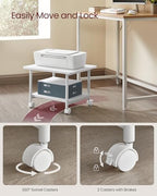 VASAGLE 2-Tier Printer Stand with Locking Wheels, Under Desk Printer Table - Image 6