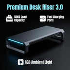 T2 Metal Monitor Stand with USB Hub, RGB Lighting & Storage Drawer - Image 7