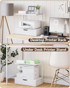 IBUYKE 2 Tier Desktop Printer Stand with Storage Drawer TLJ015W - Image 6