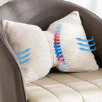 HIGOGOGO Lumbar Support Pillow for Recliner Chair, Bow Knot Shaped Back Support Cushion, Striped Corduroy Soft Decorative Lumbar Pillow for Office Chair, Sofa, Car, Bed, Living Room - Beige - Image 3