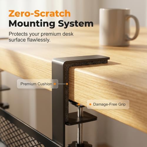 Under Desk Cable Management Tray, 2026 New Adjustable No Drill Cord Organizer with Clamp, Premium Cable Management Box for Home Office Standing Desk Wire Management (Black b) - Image 3