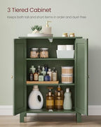 VASAGLE Bathroom Floor Storage Cabinet, 2 Adjustable Shelves, Forest Green - Image 4
