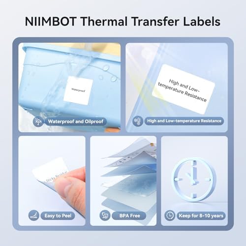 NIIMBOT M2/M3 Thermal Transfer Labels 1.97''x1.18'', for M2/M3 Label Maker, PET Material, Waterproof and High-Temperature Resistance, Long Storage Time, Silver Label Tape(50x30mm-225) (Pack of 4) - Image 3