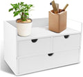 Charmewooden Bamboo Desk Organizer With Drawers Countertop Drawers Counter Storage Box Corner Desk Organizer for Home Office No Assembly Required by Charmewooden