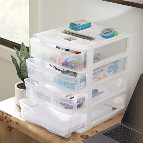 Gracious Living 4-Drawer Desktop/Countertop Organizer, White/Clear, 4 Pack - Image 5