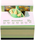3D Calendar 2027, Tear-Away Desk Calendar, Paper Art Memo Pad, LED Light (Triceratops) - Image 2