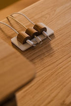 OAKYWOOD Magnetic Cable Holder – Charging Cable Clips – Desk Cord Organizer – 9.6x4.8x2.2 cm – Oak Holder with White Base - Image 5