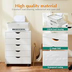 5 Drawer Chest, Storage Cabinet Dressers with Wheels, Dressers Storage Cabinets, Dresser Mobile Cabinet with Wheels, Room Organizer, Drawers Wood Organization Furniture for Office, Home, White - Image 5