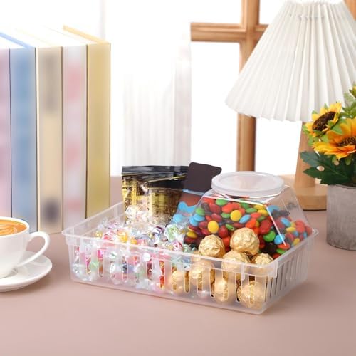 Boao 48 Pieces Plastic Baskets for Organizing 10.24 x 6.5 x 2.36 Inch Rectangular Storage Trays Plastic Organizer Bins Rectangle for Classroom Organization(Clear) - Image 6