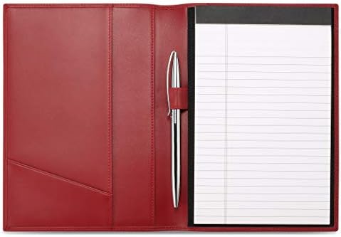 HISCOW Slim Leather Junior Padfolio, 5x8 Notepad Cover, Bordeaux by HISCOW