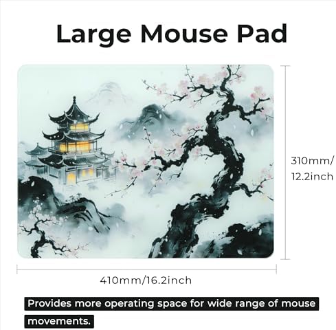 XVX Glass Mousepad Gaming, Cherry Blossom Hard Mouse Pads for Esports, Large Mouse Mat 410mm*310mm, Tempered Glass Mouse Pad Smooth Micro-Etched Surface with Improved Precision and Speed - Image 2