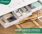AODK 53 Inch L Shaped Computer Desk with Drawers, Corner Desk with Power Outlets & Reversible Storage Shelves, for Home Office Gaming, White - Image 4