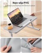 SAIJI Non-Slip Leather Lap Desk Laptop Bed Tray Table, Laptop Stand for Bed - Image 2