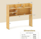 Tangkula Desktop Bookshelf for Computer Up to 32”, 37” Countertop Storage Hutch with 6 Storage Shelves, 3-Tier Desktop Organizer Display Rack, Wooden Desk Hutch for Dorm Home Office (Burlywood) - Image 2