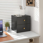 Black Metal Desktop Organizer with 2 Drawers, No Assembly Required by Unknown