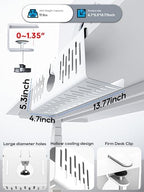 NODOCA No Drill Under Desk Cable Management Tray, 14'' Wire Management, Punch-Free Clamp on, Metal Cable Tray, Wire Organizer Under Desk, Under Desk Basket for Office and Home, White(2 Packs) - Image 4