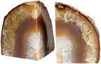 AMOYSTONE Natural Agate Bookends Solid Stone Book Ends for Study Shelves by AMOYSTONE%C2%AE