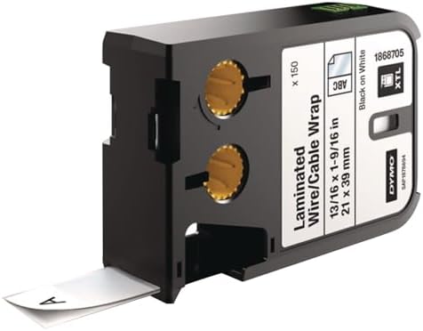 DYMO XTL Laminated Wire/Cable Wrap, 21mm x 39mm, Black on White - Image 4