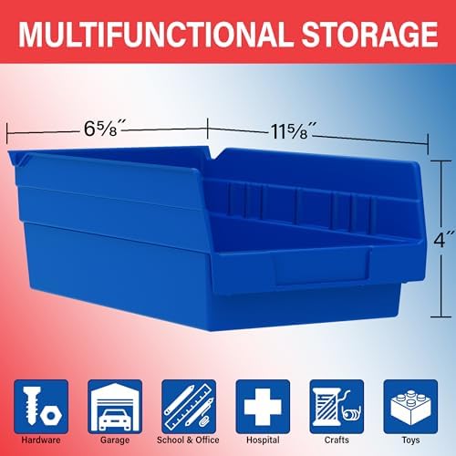 Akro-Mils 30130 Heavy Duty Plastic Shelf Bins, 12"x 6.5"x 4", Yellow, 12-Pk - Image 2
