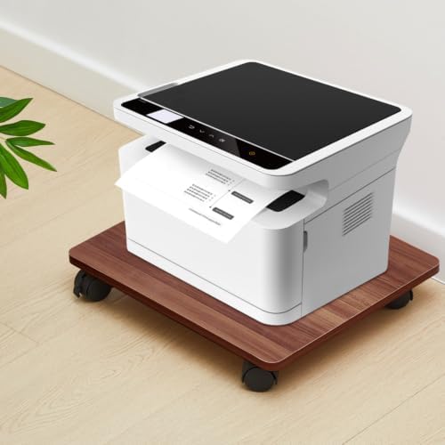 Beeveer 2 Pcs Walnut Under Desk Printer Stand 13.8 x 11.8 x 2.4 Inches - Image 6