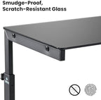 EUREKA ERGONOMIC PC Stand Computer Cart Frosted Glass, Height Adjustable Tower Stand 2-Tier Suit for ATX Case Printer, Metal Rolling Cart on Wheels for Gaming Home Office, Black - Image 4