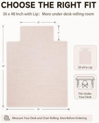 Funwheat Office Chair Mat with Lip for Hard Floors, 36 x 48 in, Beige - Image 2